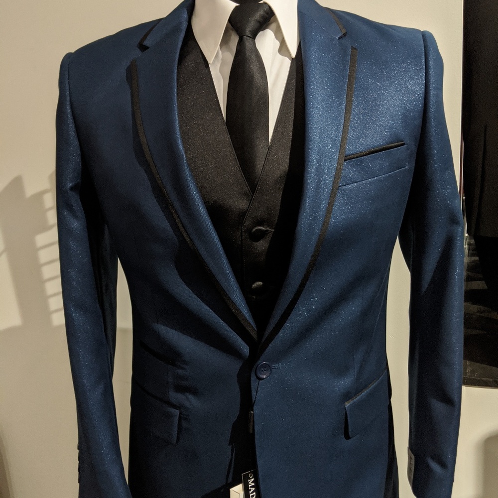 Dark Blue Shimmer 3pc Suit